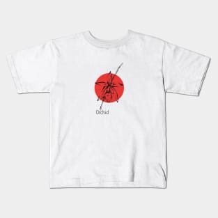 Orchid on red circle Kids T-Shirt